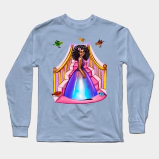 afro princesses with birds  ! beautiful  black girls with Afro hair, brown eyes brown skin. The best Gifts for black women 2022 .Black princess Long Sleeve T-Shirt